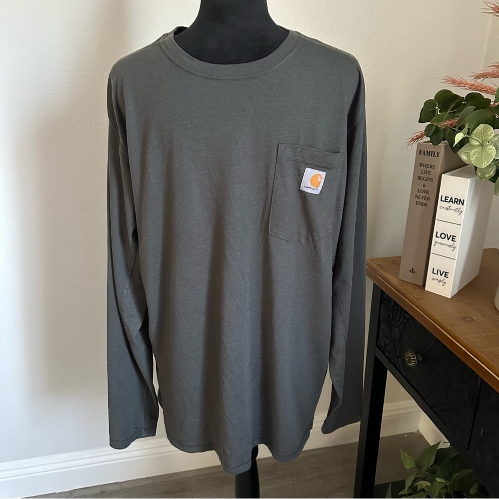 Carhartt Men's Charcoal Long Sleeve Tee, Size Large